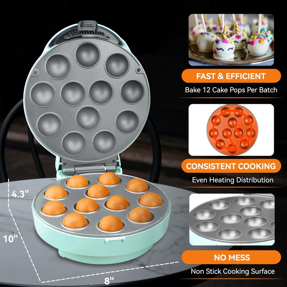Cake Pop Maker Machine Set with Cake Pop Stand Sticks & Fork Tool 12 Cake Pop...
