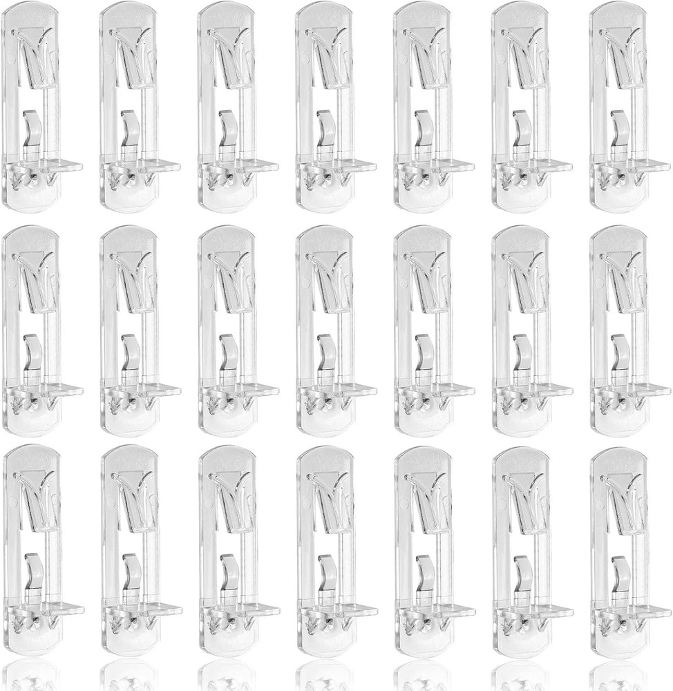 Transparent Locking Shelf Support Clips - 5mm x 3/4" Thickness Compatibility