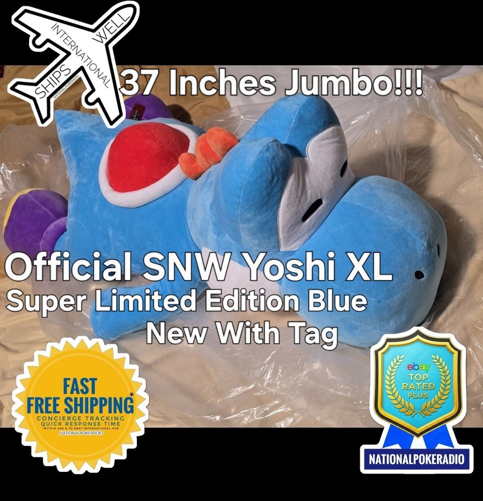 LARGE Yoshi Nintendo World Sleeping Plush Cushion Pillow BLUE Universal Epic 37