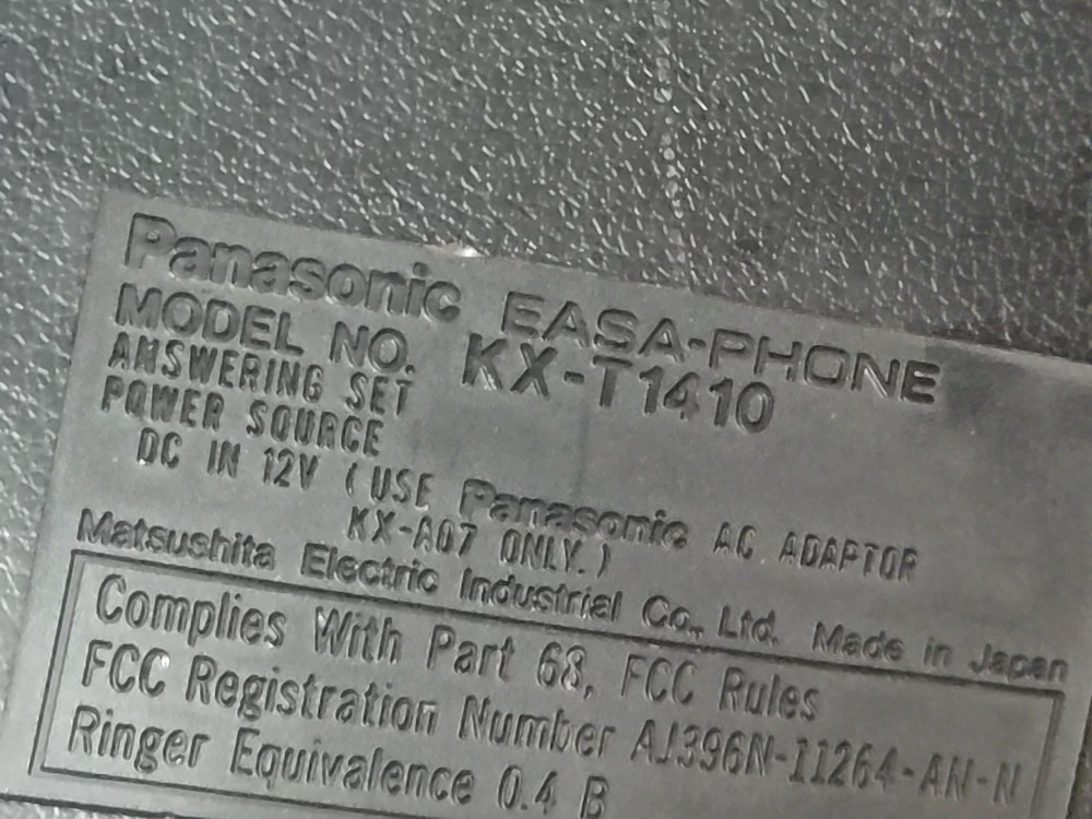 Vintage Panasonic Easa-Phone Answering System Microprocessor Control As-Is