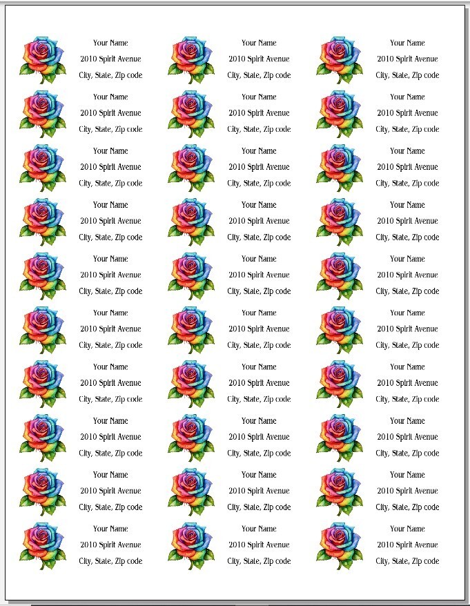150 Beautiful Rose Flower Prismatic Mailing Return Address Labels Personalized