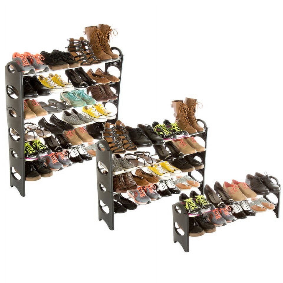 6-Tier Stackable Shoe Rack Holds 24 Pairs Black)
