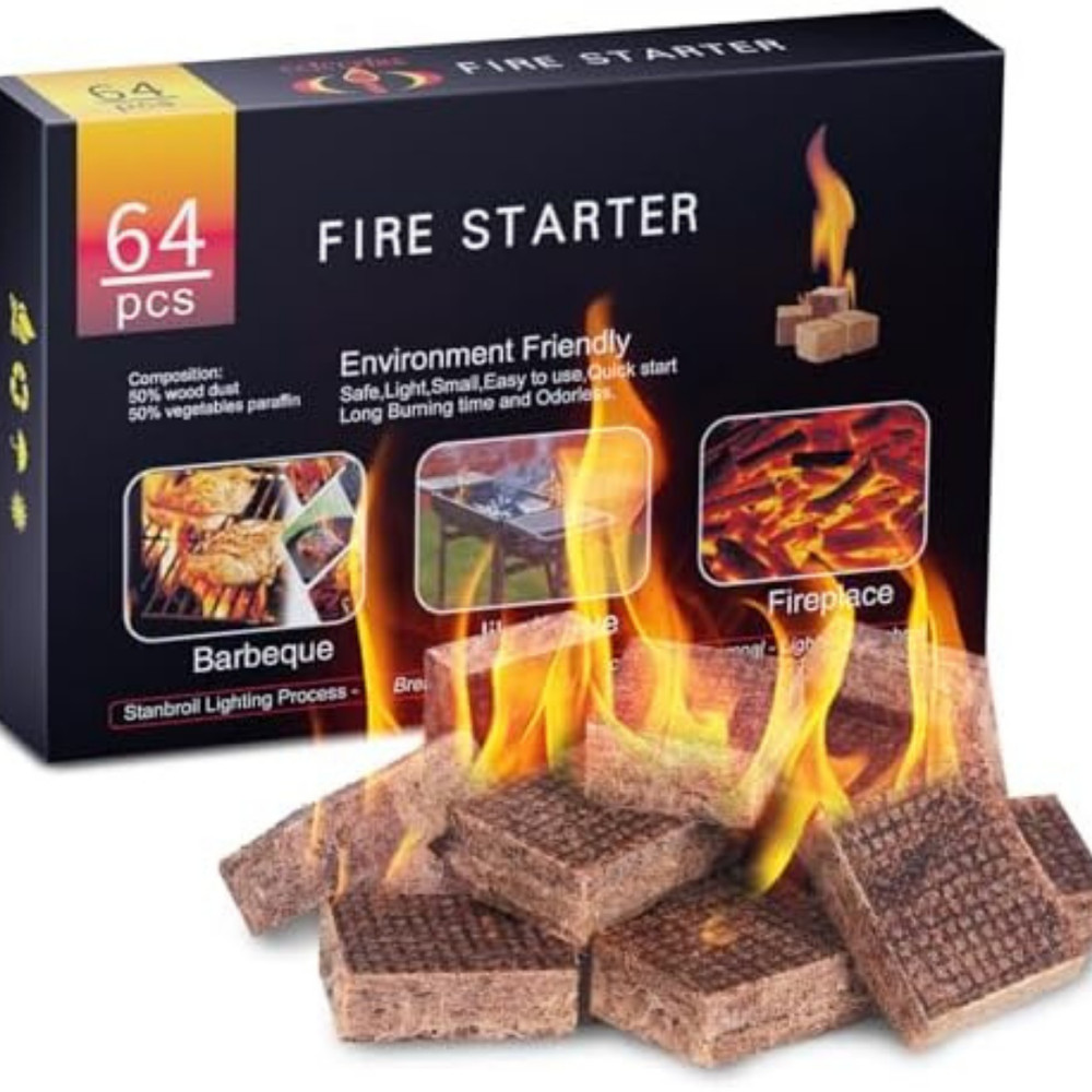 Fire Starter Squares 64, Odorless Fire Starters for Fireplace, Camping