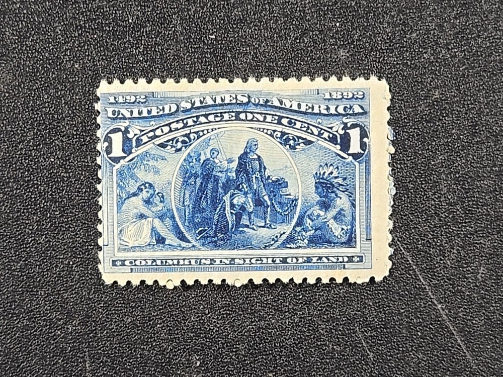 1892 U.S.  1 cent Columbian - Scott #230 - MINT, hinged  (slight thin)  stk#GK1