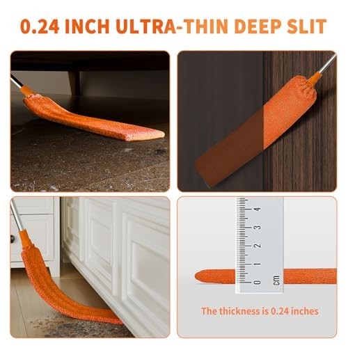 Telescoping Cobweb Duster with 110" Extension Pole, Microfiber Dusting Kit for H