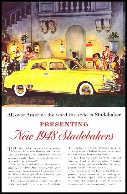 1948 Studebaker Commander Vintage Advertisement Print Art Car Ad J697