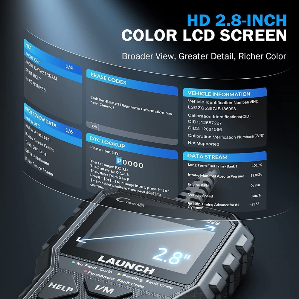 LAUNCH CR529 OBD2 Scanner OBD Code Reader Car Check Engine Fault Diagnostic Tool