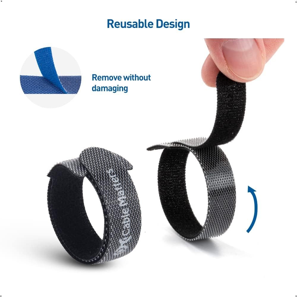 Cable Matters Hook & Loop Cable Straps 100pc Reusable Cord Organizer Ties