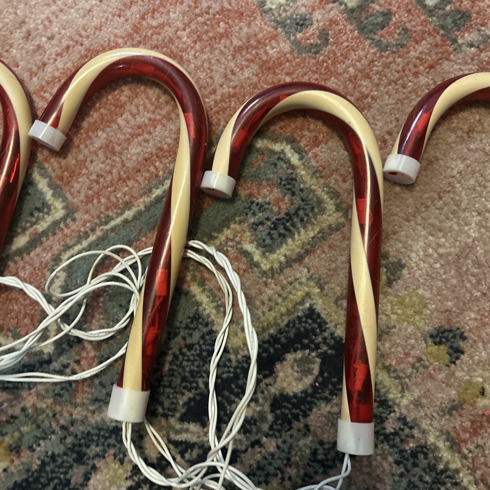 Christmas 8 12in Candy Cane Light up Pathway Markers Variable Light Vintage