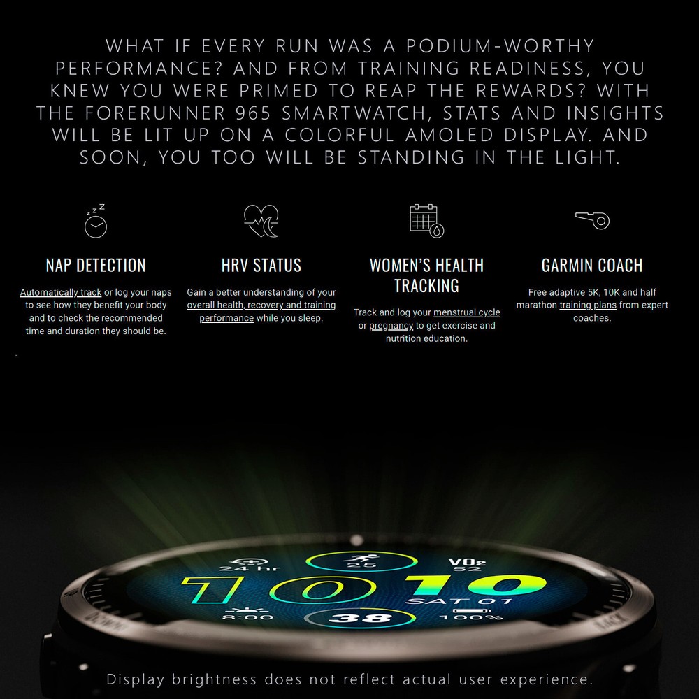 Garmin Forerunner 965 GPS Titanium Bezel Running Smartwatch with Stand Bundle