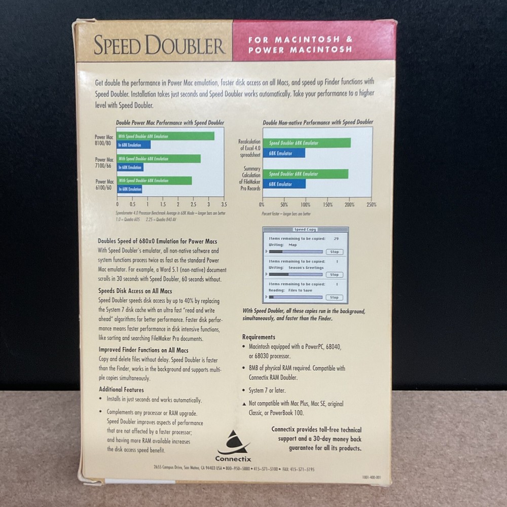 Speed Doubler Big Box PC Software 1995 Connectix Power Mac PowerPack
