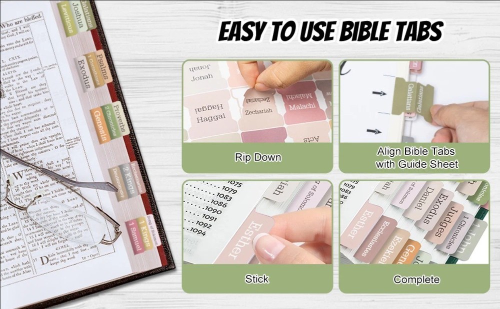 Laminated Bible Tabs,75 Tabs,Laminated Index Tabs for Women and Boho