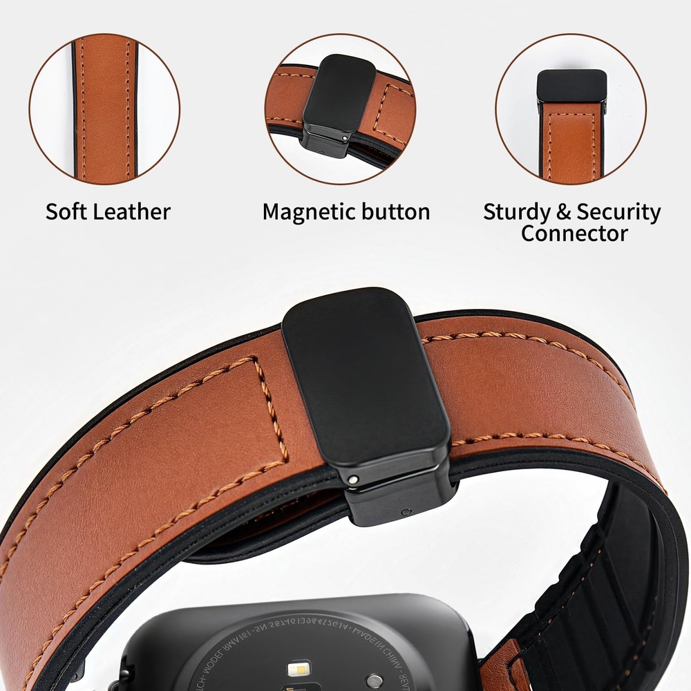 Magnetic Leather Bands Compatible with Fitbit Versa 4/Fitbit Versa 3/Sense 2/...