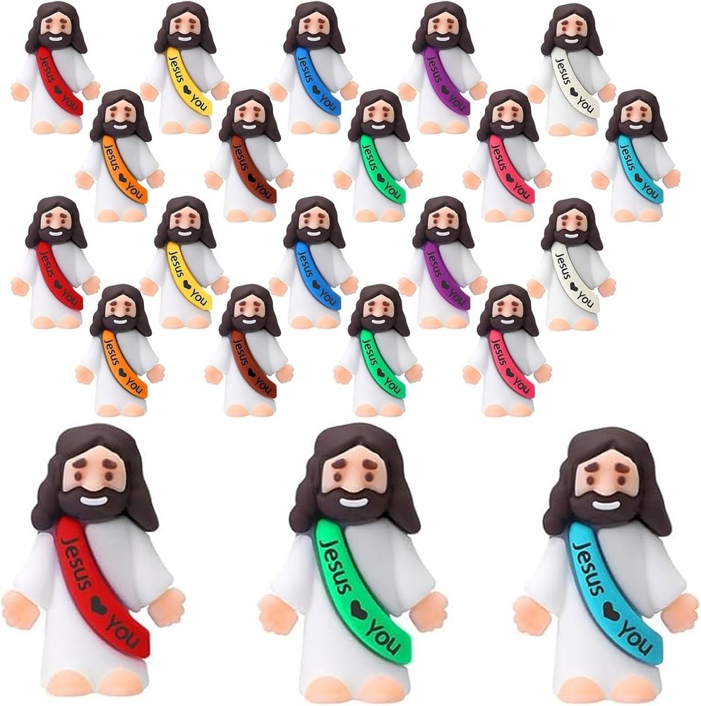 Little Jesus Figures, Mini Figurines in Bulk, Multicolor Tiny 20