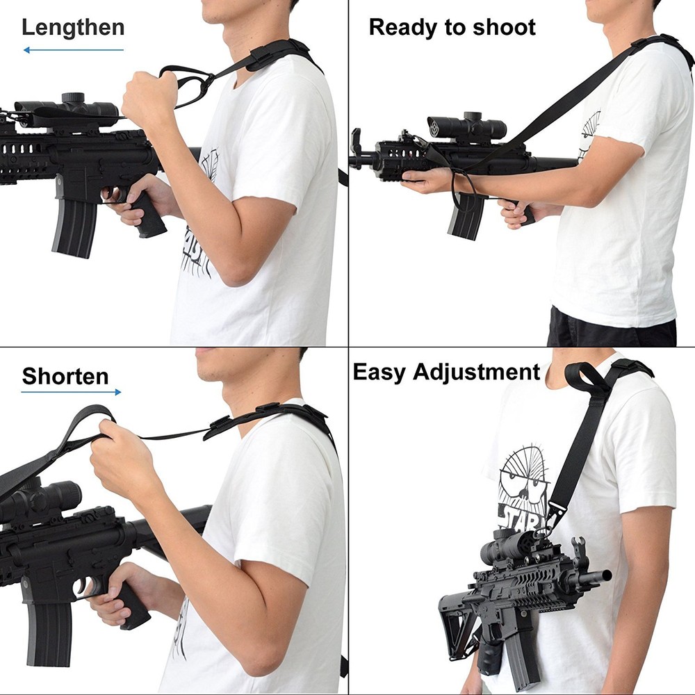 2 Point Rifle Sling Gun Sling Strap with FAST-LOOP Adjuster Shoulder Pad