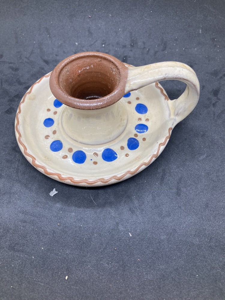 Redware Studio Art Pottery Chamber Taper Candle Holder