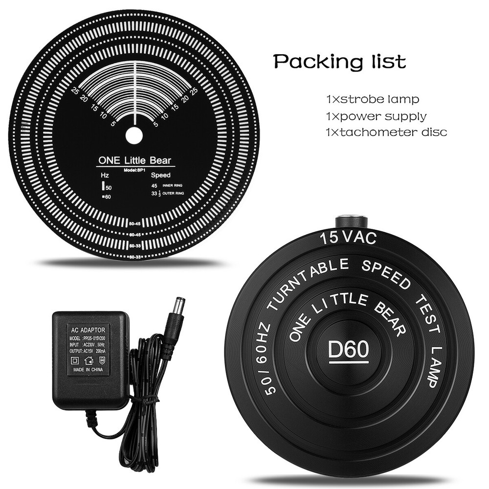 Stroboscopic Speed Strobe Light+Tachometer Disc for Home Turntable LP Records