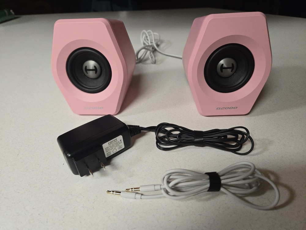 Pink edifier g2000 USB/aux/Bluetooth speakers