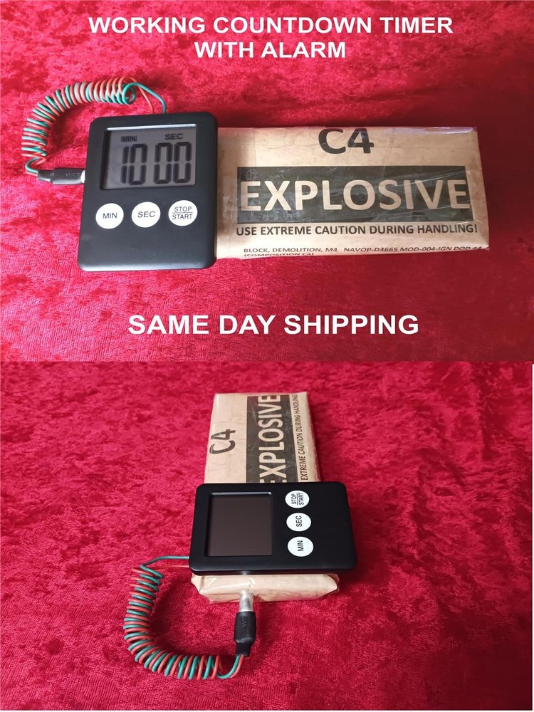 FAKE DYNAMITE C4 BOMB WITH WORKING COUNTDOWN DIGITAL TIMER VERY REALISTIC