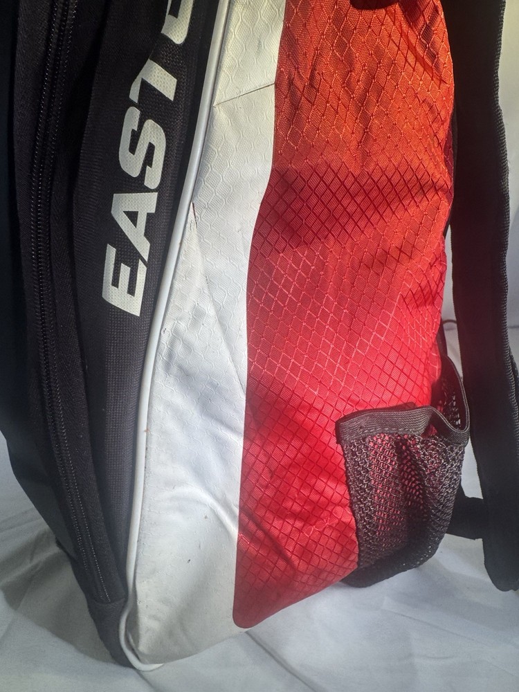 Easton Baseball Backpack Red And Black With Hard Shell Front Two Bat Pockets