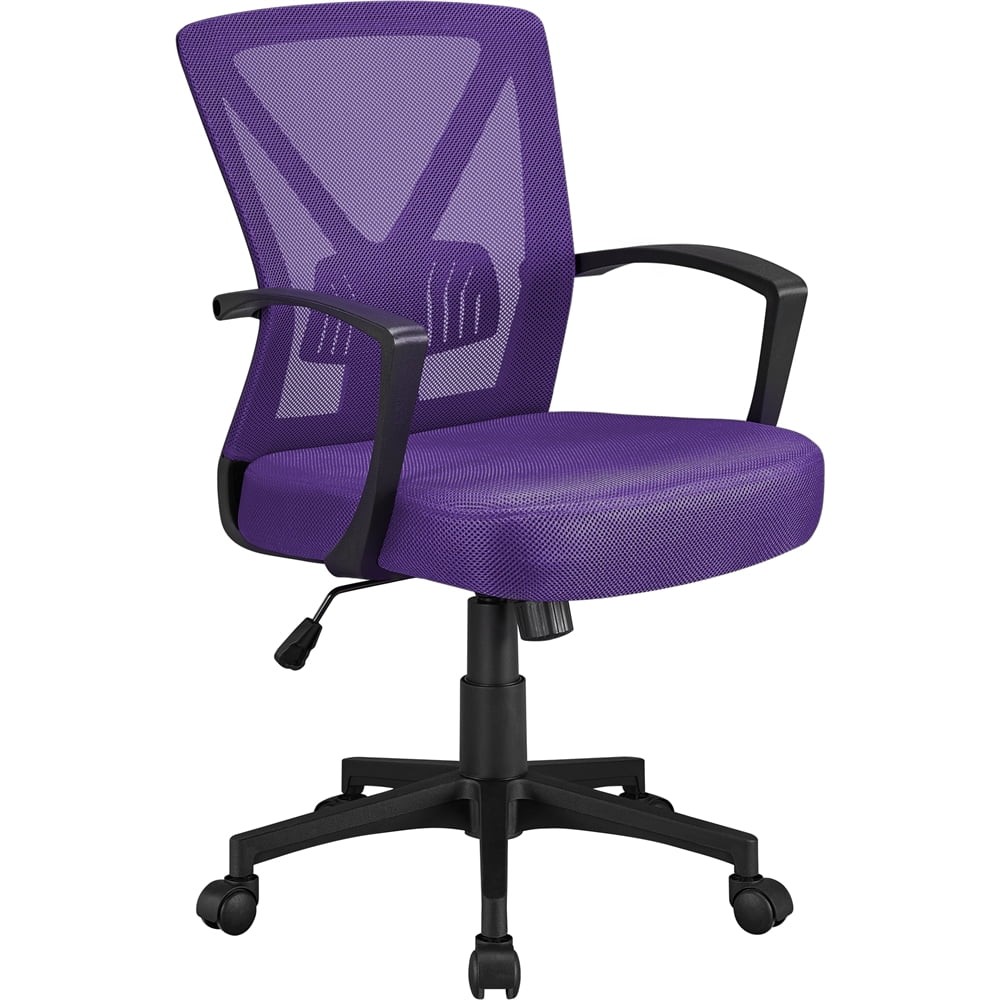 Adjustable Mesh Office Chair Mid Back W/ Wheels Black