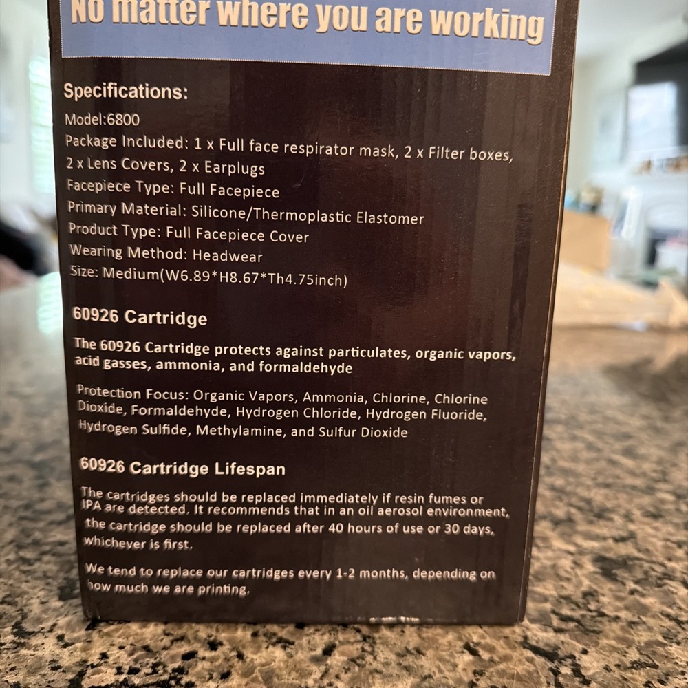 Reusable Full Face Respirator Carbon Filter 6800