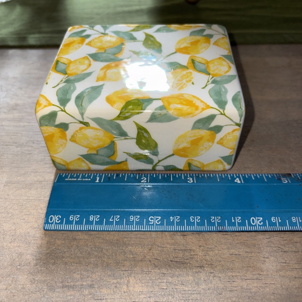 Ceramic Match Box Holder with Lemon Design