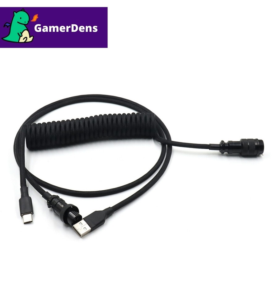 Custom Aviator Coiled Type-C Cable Double Sleeved for Mechanical Keyboards