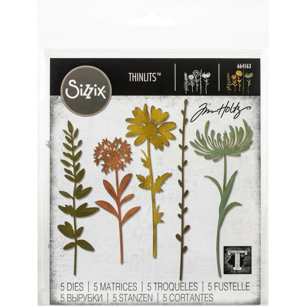 Sizzix Thinlits Tim Holtz Wildflower Stems #1 5 Dies 664163 Mixed Media