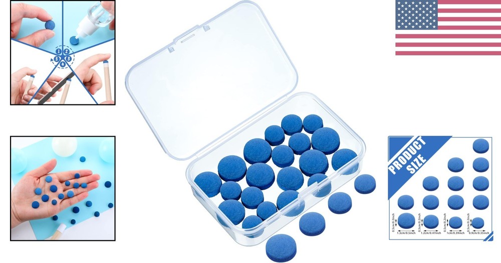 Convenient 20-Piece Billiard Cue Tips Set - Includes Storage Box for Easy Access