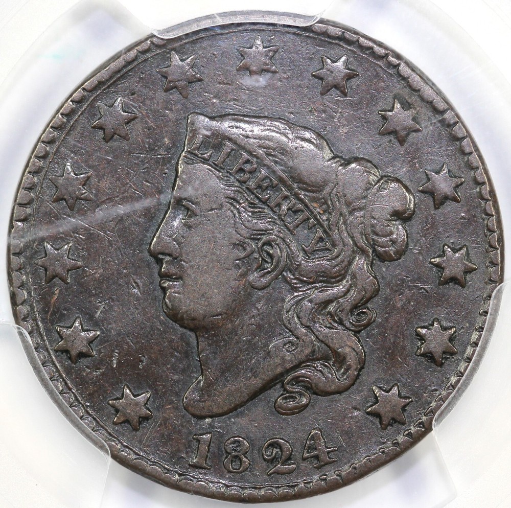 1824 1c Matron Head Large Cent PCGS VF 20