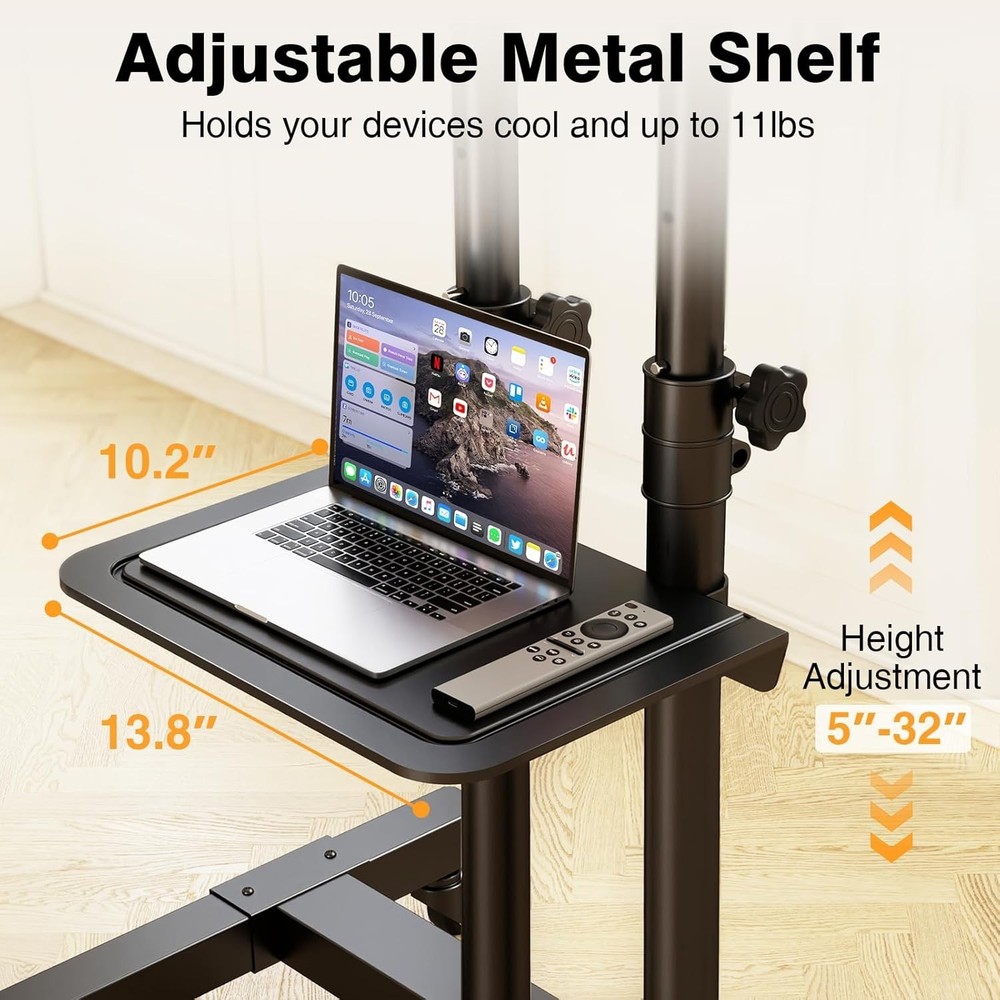 Mobile TV Stand with Shielded Locking Wheels - Perfect for Events
