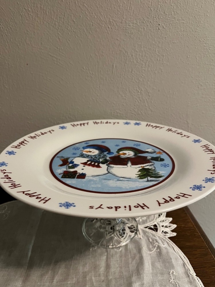 Snowman Pedestal Plate