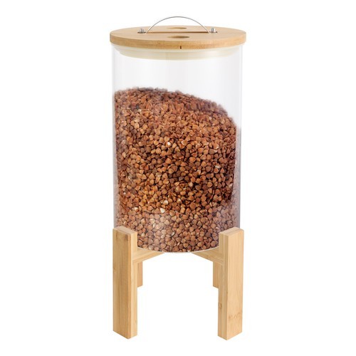 8L Rice Storage Container, Glass Grain Container, Rice Container with Lid& Stand
