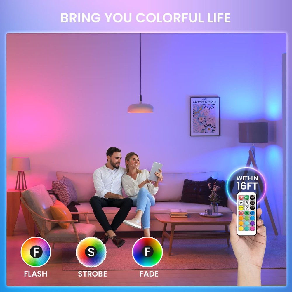 TobeBright E12 Color Changing LED Light Bulb with Remote Control 2W E12 Chand...