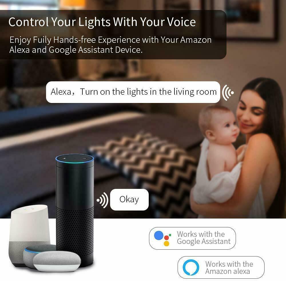 ⭐ Wifi Smart Bulb 10W E26 E27 B22 Multi-Color LED Lamp Amazon Alexa Google App