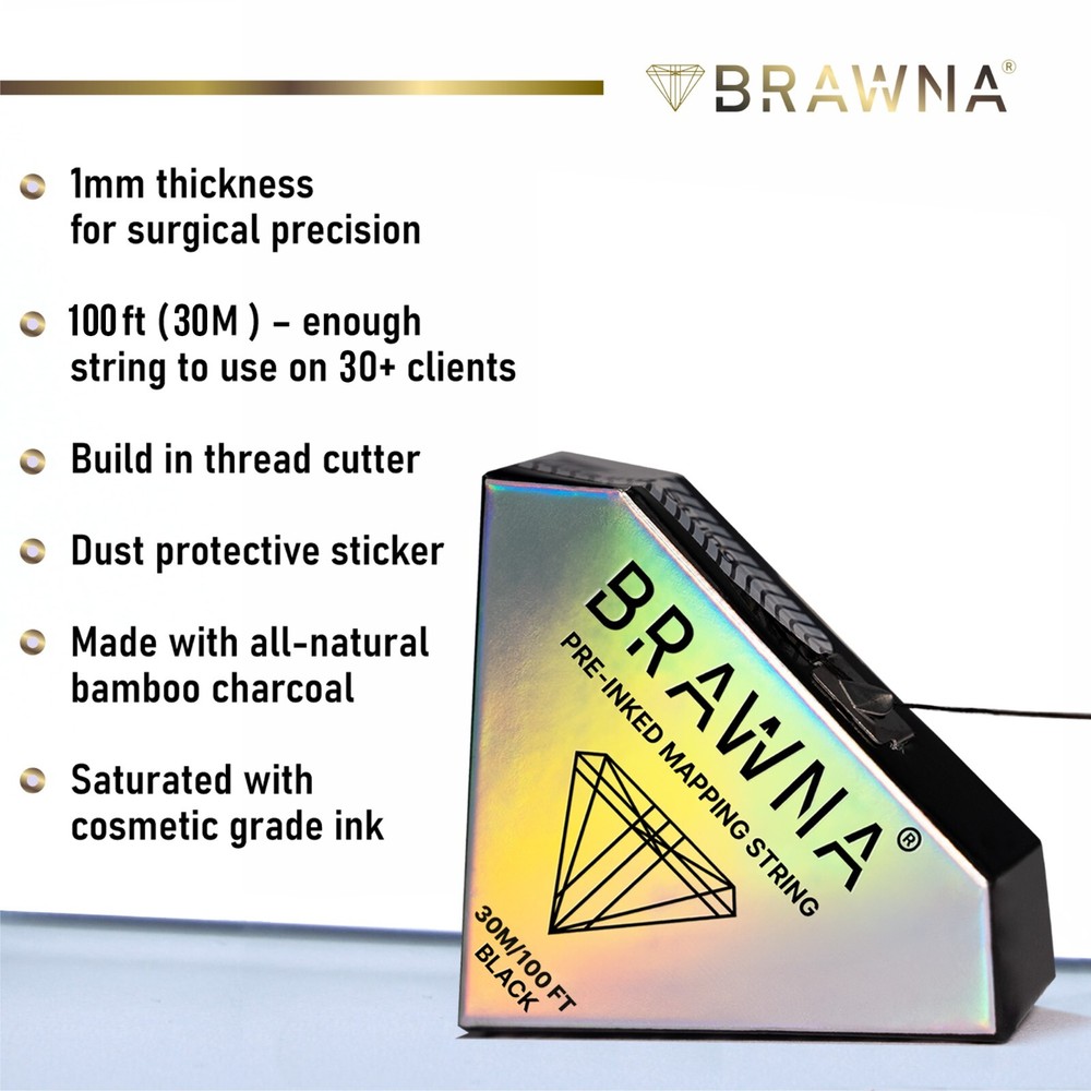 BRAWNA Eyebrow Mapping String - Microblading Supplies - P)MU String - Black