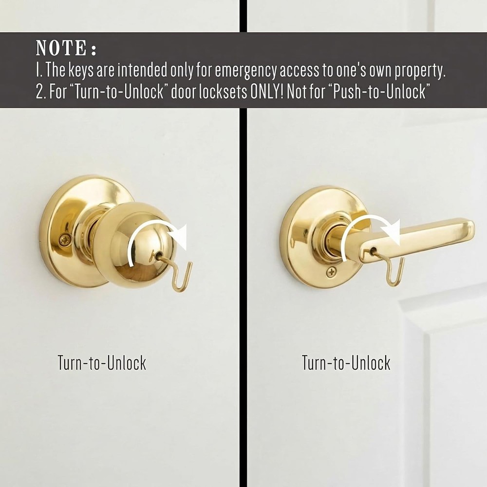 Interior Emergency Key for Bathroom Bedroom - 6 Pack
