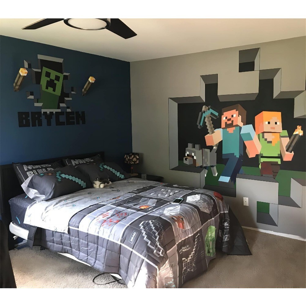 Minecraft Torch Lamp | 2 Light Modes | Battery Powered Kids Gamer Gift,