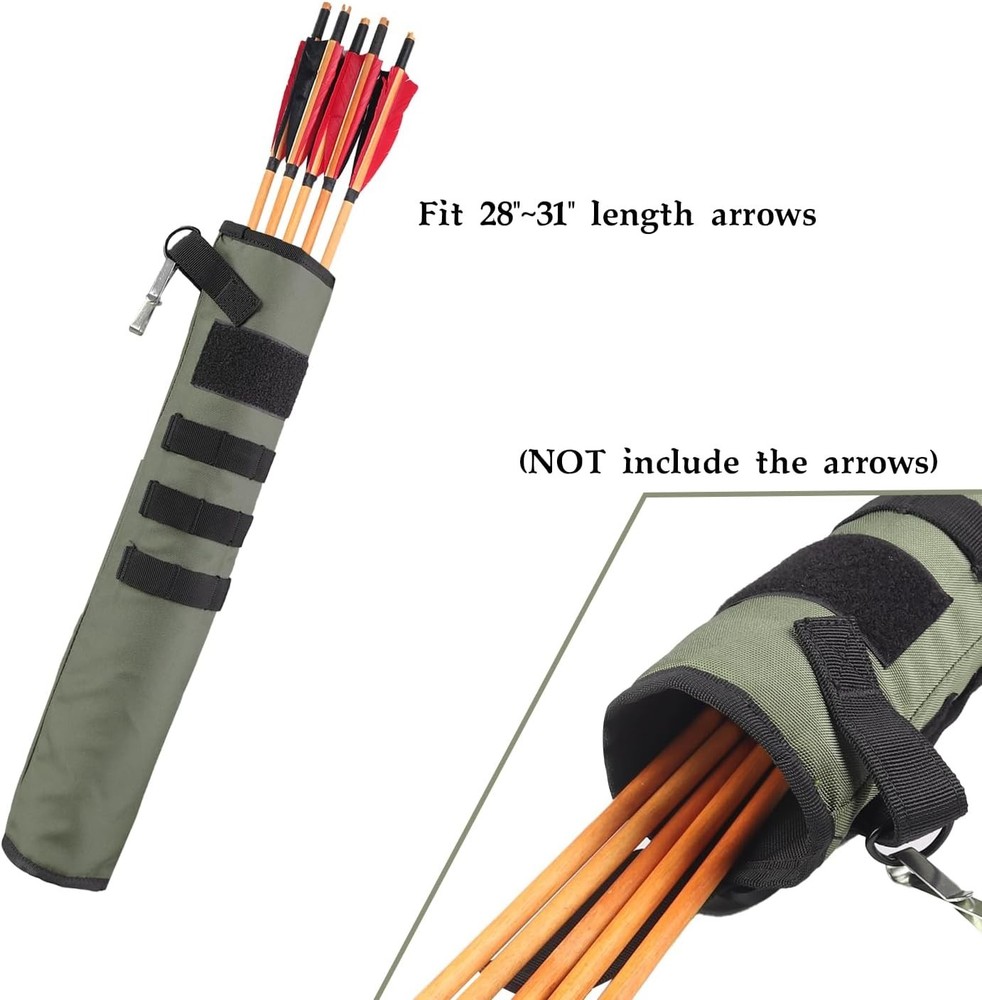 Lightweight Foldable Molle System Arrow Quiver for Target Shooting, Green