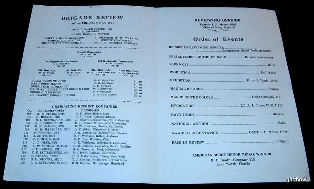 U.S. NAVAL TRAINING CENTER 1964 RECRUIT COMMAND GRADUATION PROGRAM ILLINOIS