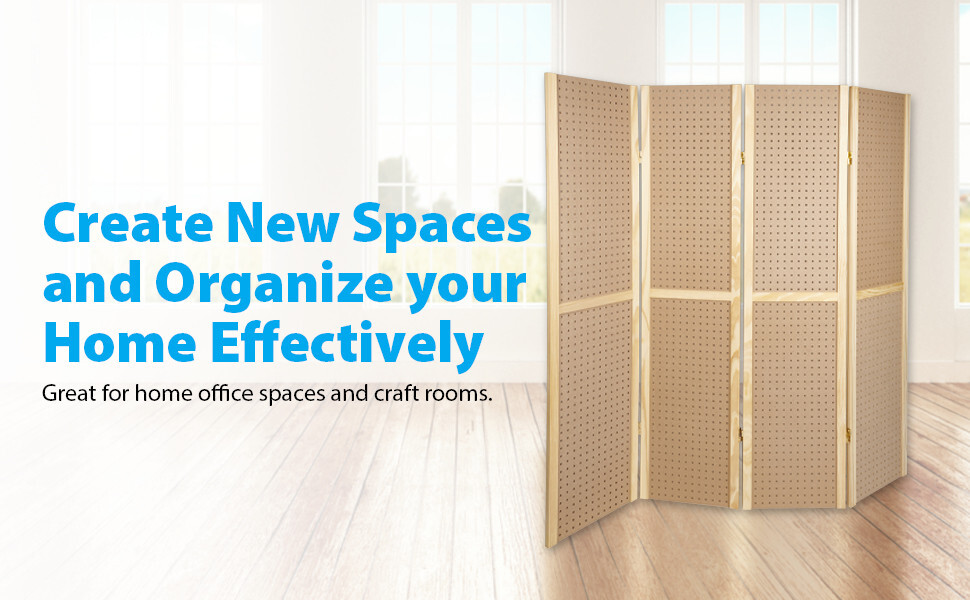 Folding Pegboard Display Craft Display 4 Panel 5' Folds Flat 60" H Peg Board