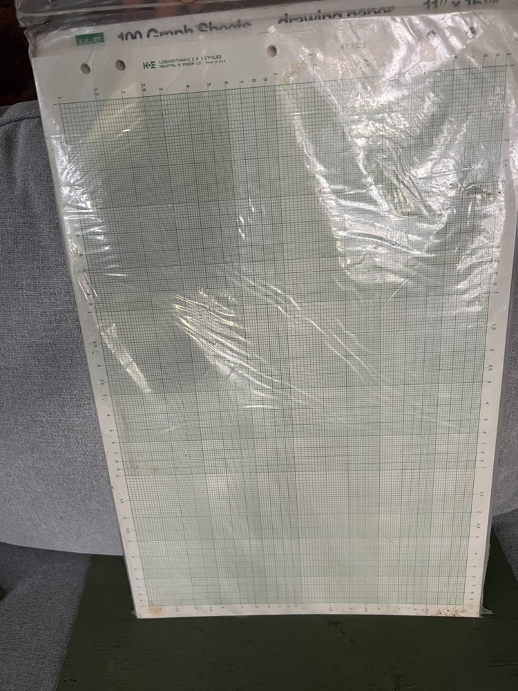 RARE- K+E Graph Drawing Paper 11”x16.5” Asstd. Logarithmic And Semi-Logarithmic