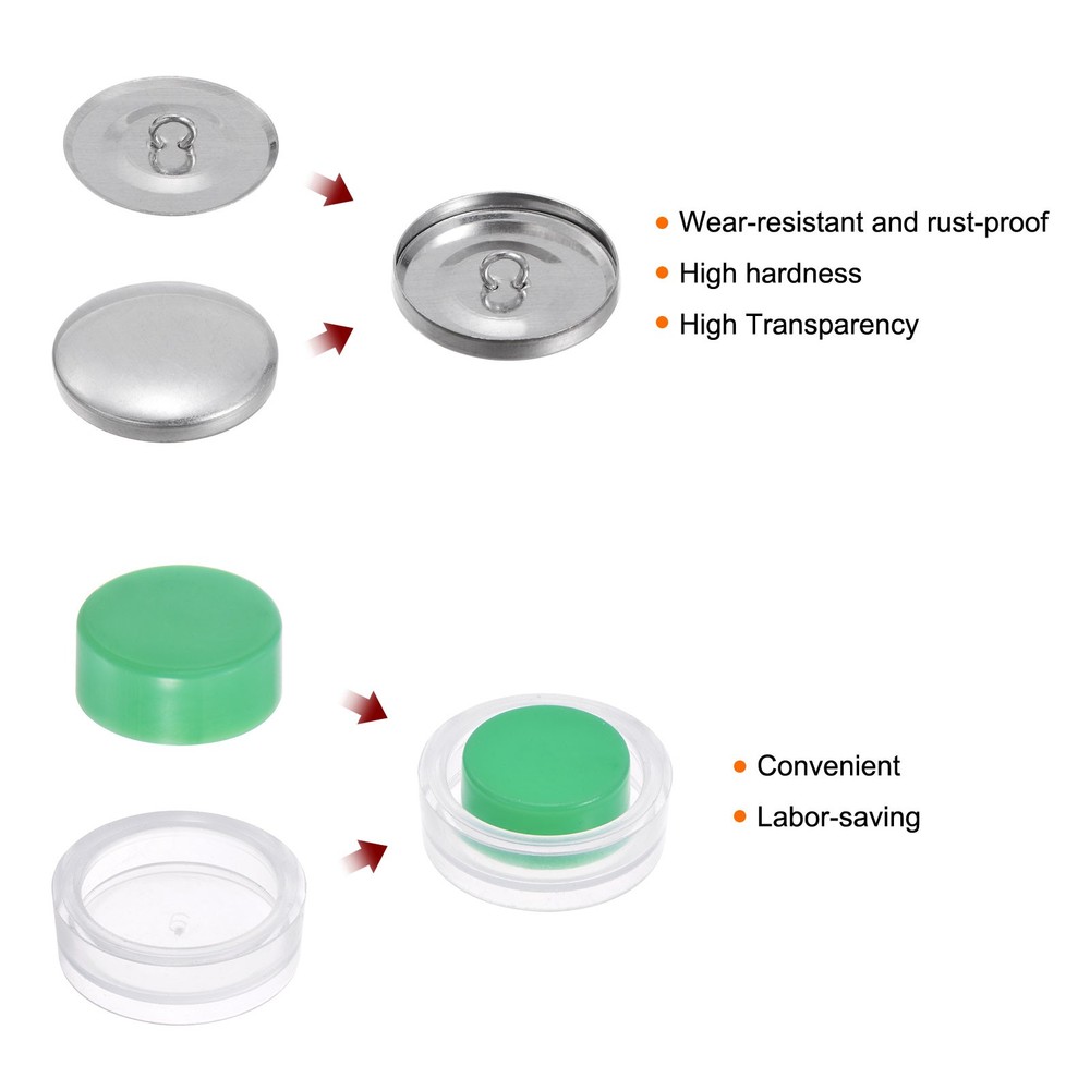 10 Sets Self Cover Button Kit 28mm Aluminum Button with Tools