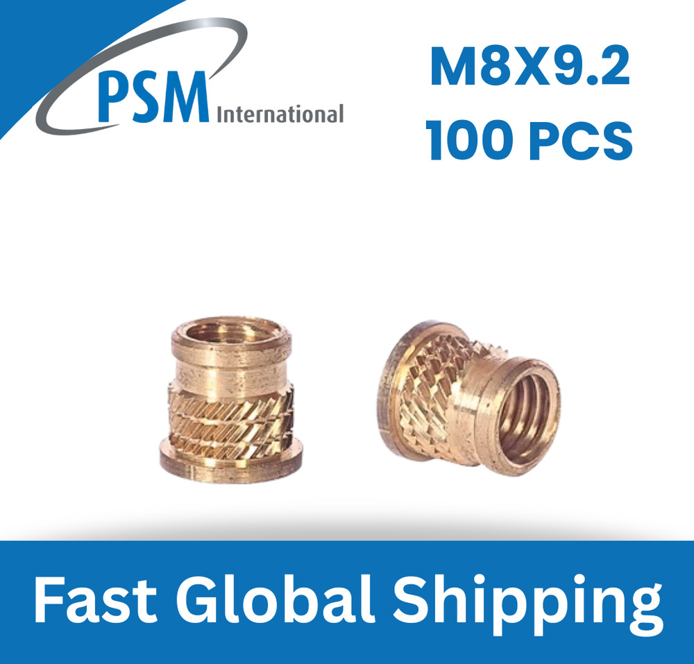 M8 X 9.2 SPIRO HEADED BRASS INSERT FOR PLASTIC