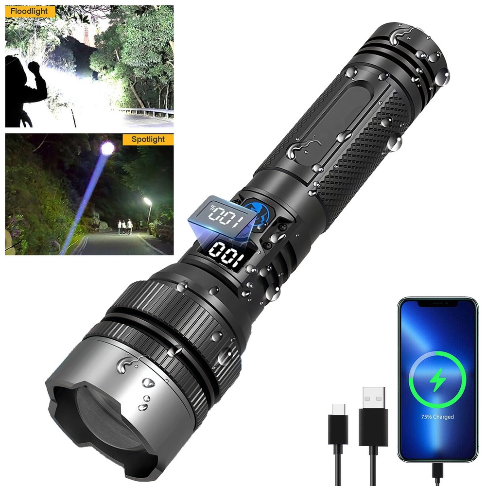 990000000 LM Super Bright LED Flashlight Rechargeable LED Work Light Flashlights