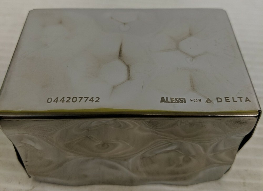 ALESSI for Delta Airlines Rectangular Sugar Caddy. New. Stainless Steel Chrome.