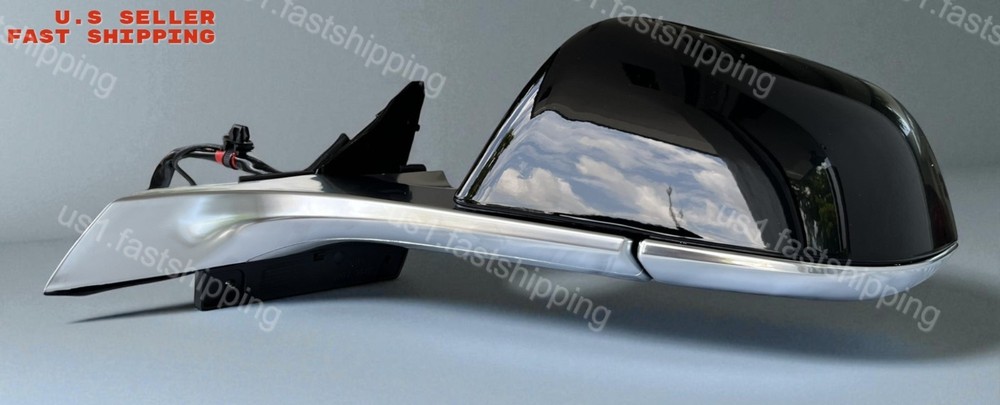 Black Left Driver Side Mirror Chrome Base for Tesla Model 3 2017 2018 2019-2023