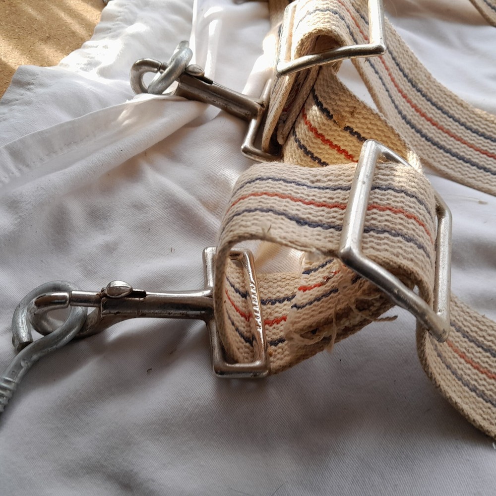 Vintage Striped White Cotton Stall Guard WITH Complete Hardware