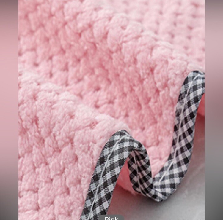 5pcs Plain Cleaning Rag, Pink Polyester Cleaning Cloth, For Kitchen